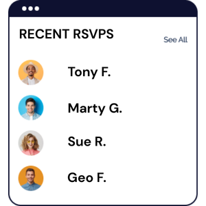 Recent RSVPs notification showing confirmed attendees